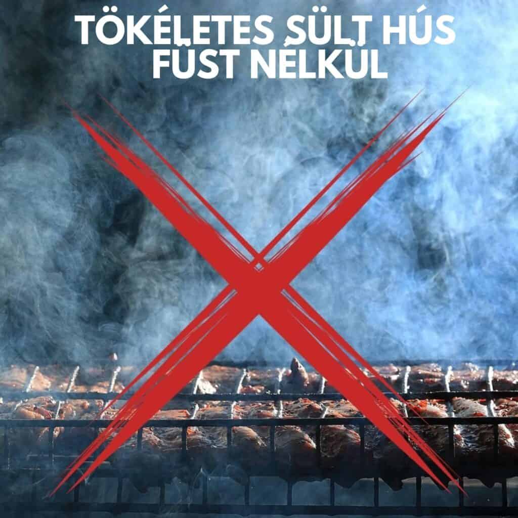 Grigliata di carne con testo di avvertimento sulla sicurezza.